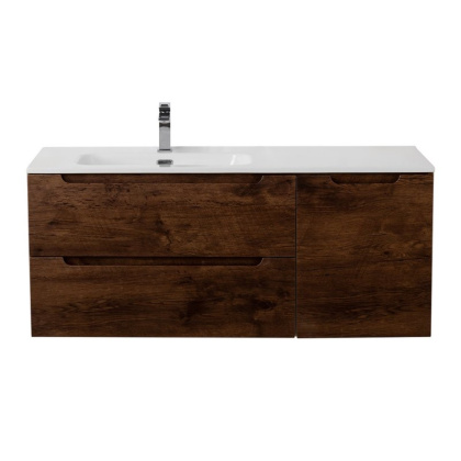 Тумба с раковиной подвесная с двумя ящиками и одной дверцей BelBagno ETNA 100 Bianco Lucido левая, раковина белая