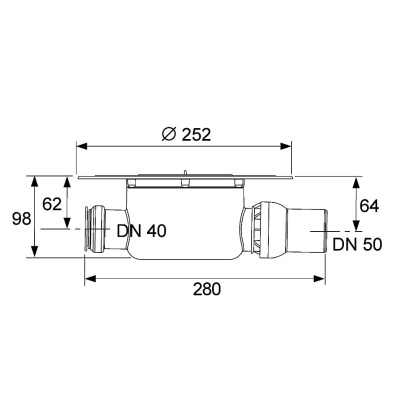 Сифон TECEdrainpoint S DN 50, стандартный, с универсальным фланцем  Seal System