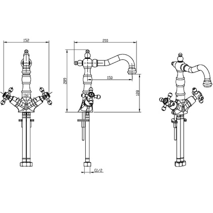 Смеситель для умывальника, высокий _Комплект