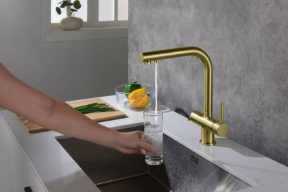 Смеситель Timo Saona 2356/17FL с выдвижной лейкой, золото матовое