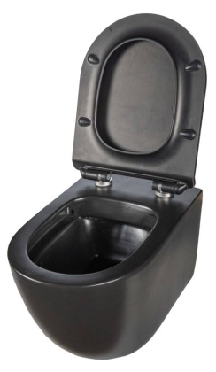 Унитаз подвесной безободковый Creto Logan L1 1001-002-L1BLMAT с крышкой-сиденьем микролифт, матовый черный