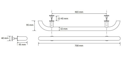 Дверная ручка Bemeta Help 301553010 Черная матовая, 700 мм