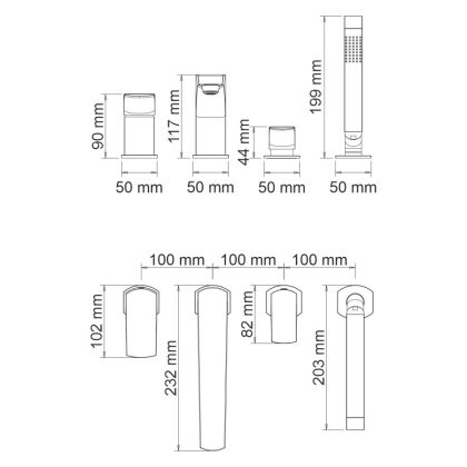 Salm 2755 Смеситель на борт ванны, 4 отверстия Wasserkraft
