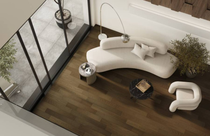 Кварцевый паркет QUARTZ PARQUET 413 Дуб Брауни 400-1220*152*7мм, 1,2 мм, Браш, фаска