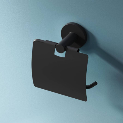 Держатель для туалетной бумаги X-Joy с крышкой, 11,3х13,8х6,1 см, черный, A85A341422